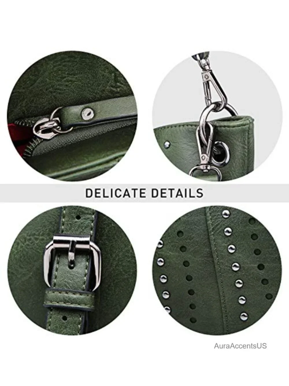 Vegan Leather Hobo Bag with Studs, Shoulder Tote Purse for Women